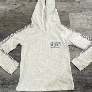 Kids Gray Hoodie with Patterned Sleeves